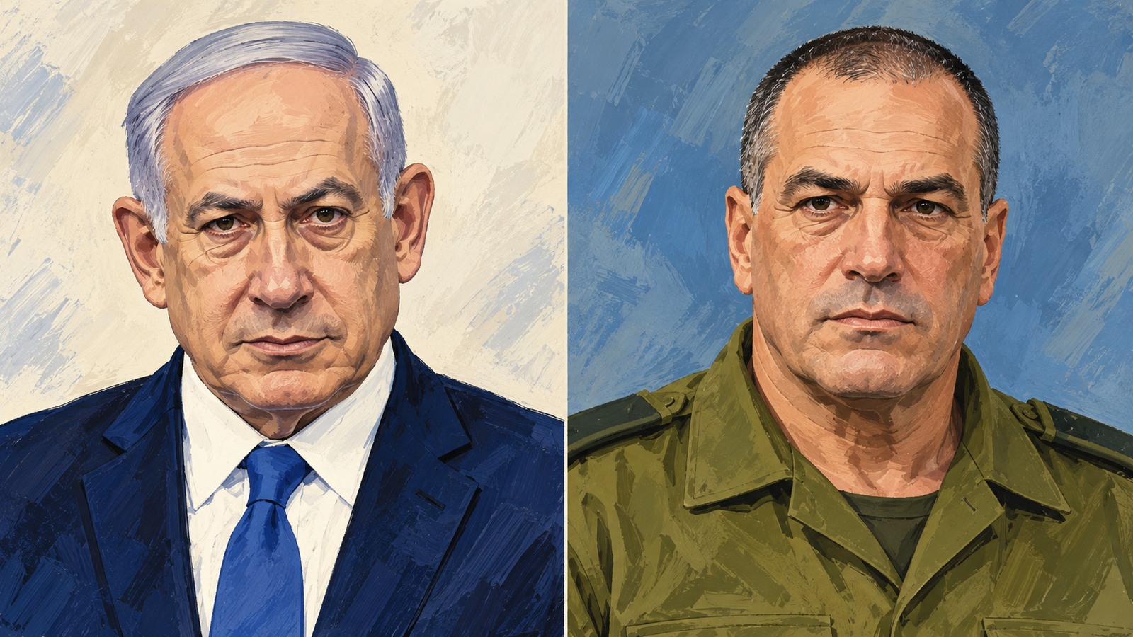 Ilustrație editorială originală despre Netanyahu neagă conflictul cu șeful armatei relatat de televiziunile israeliene