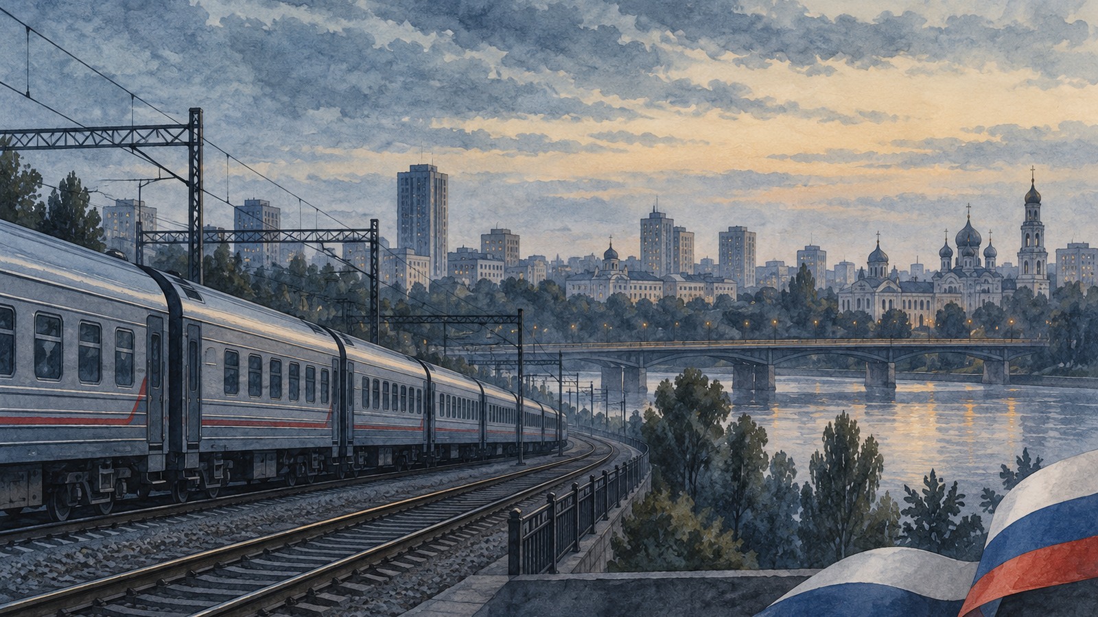 Ilustrație editorială originală despre Doi morți și 17 răniți la Voronej, anunță guvernatorul. Resturi de dronă au lovit un tren