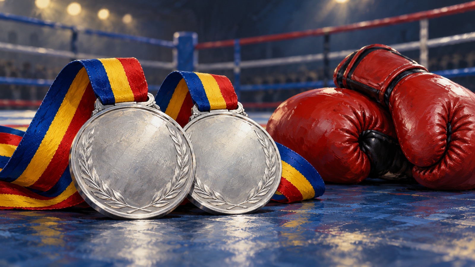 Ilustrație editorială originală despre Richard Oghinciuc și Andra Popa aduc României două medalii de argint la Europenele U15 de box