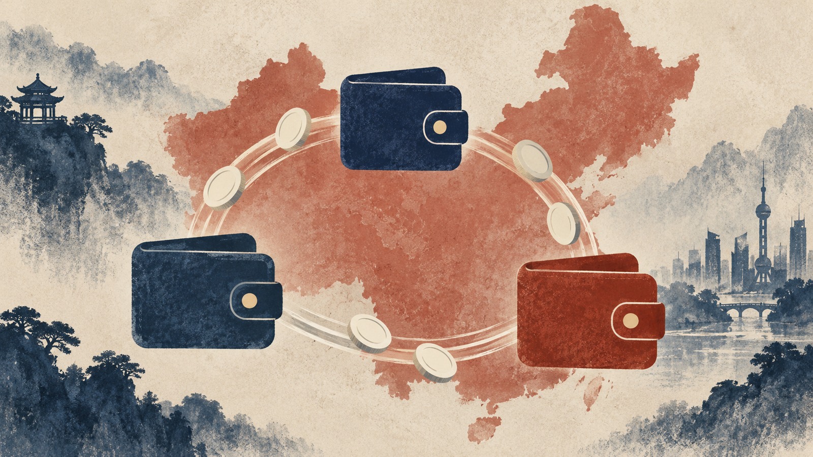 Ilustrație editorială originală despre Cointelegraph: transferurile directe cu stablecoins câștigă teren în China