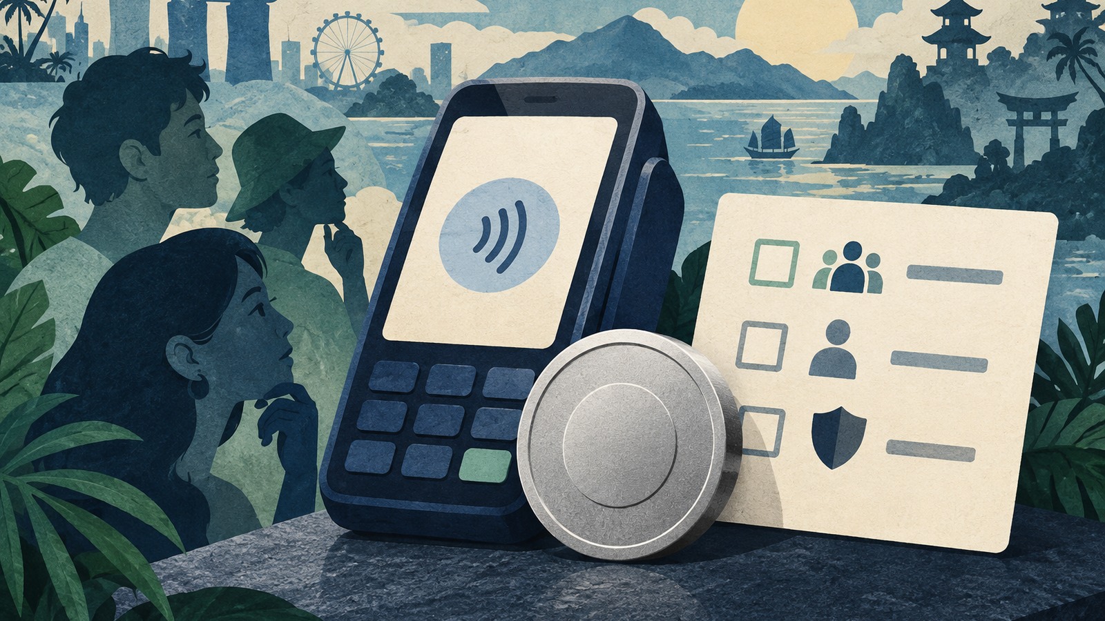 Ilustrație editorială originală despre Sondaj Visa: interesul pentru stablecoins depășește folosirea și înțelegerea lor