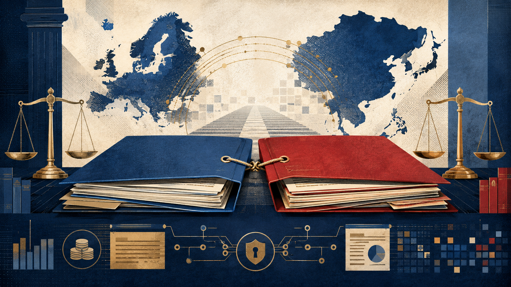 Ilustrație editorială despre cooperarea juridică dintre Parchetul European și procurorii din China