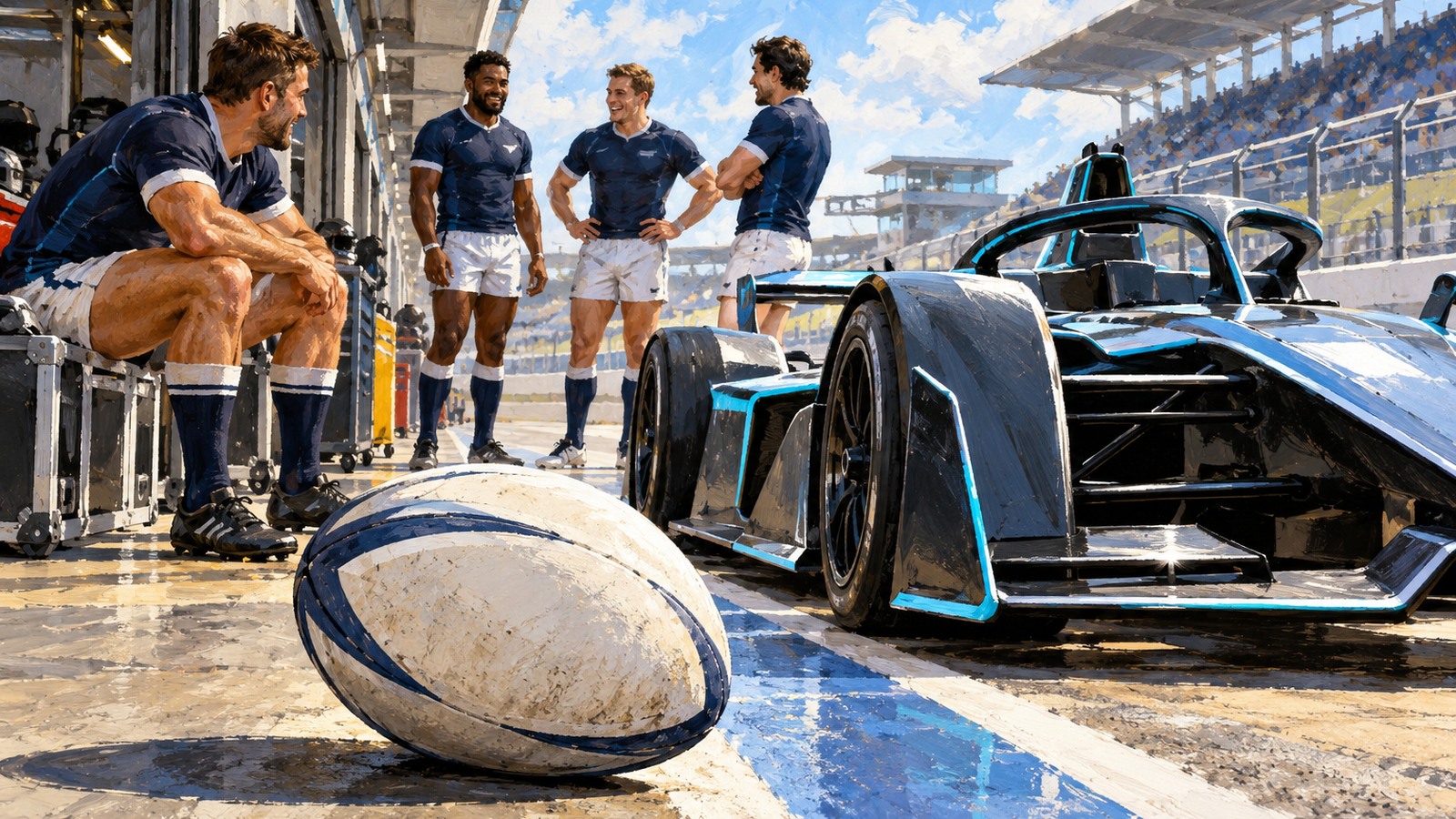 Ilustrație editorială originală despre Doi rugbyști de la Dinamo descriu o experiență pe circuit alături de Dominic Marcu