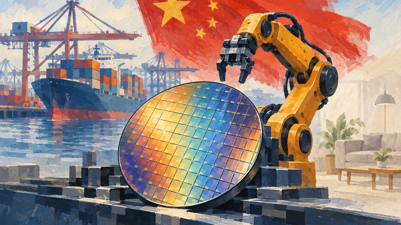 Ilustrație editorială originală despre Economia Chinei: reperul oficial distinge creșterea anuală de 4,5% de avansul trimestrial de 1,2%
