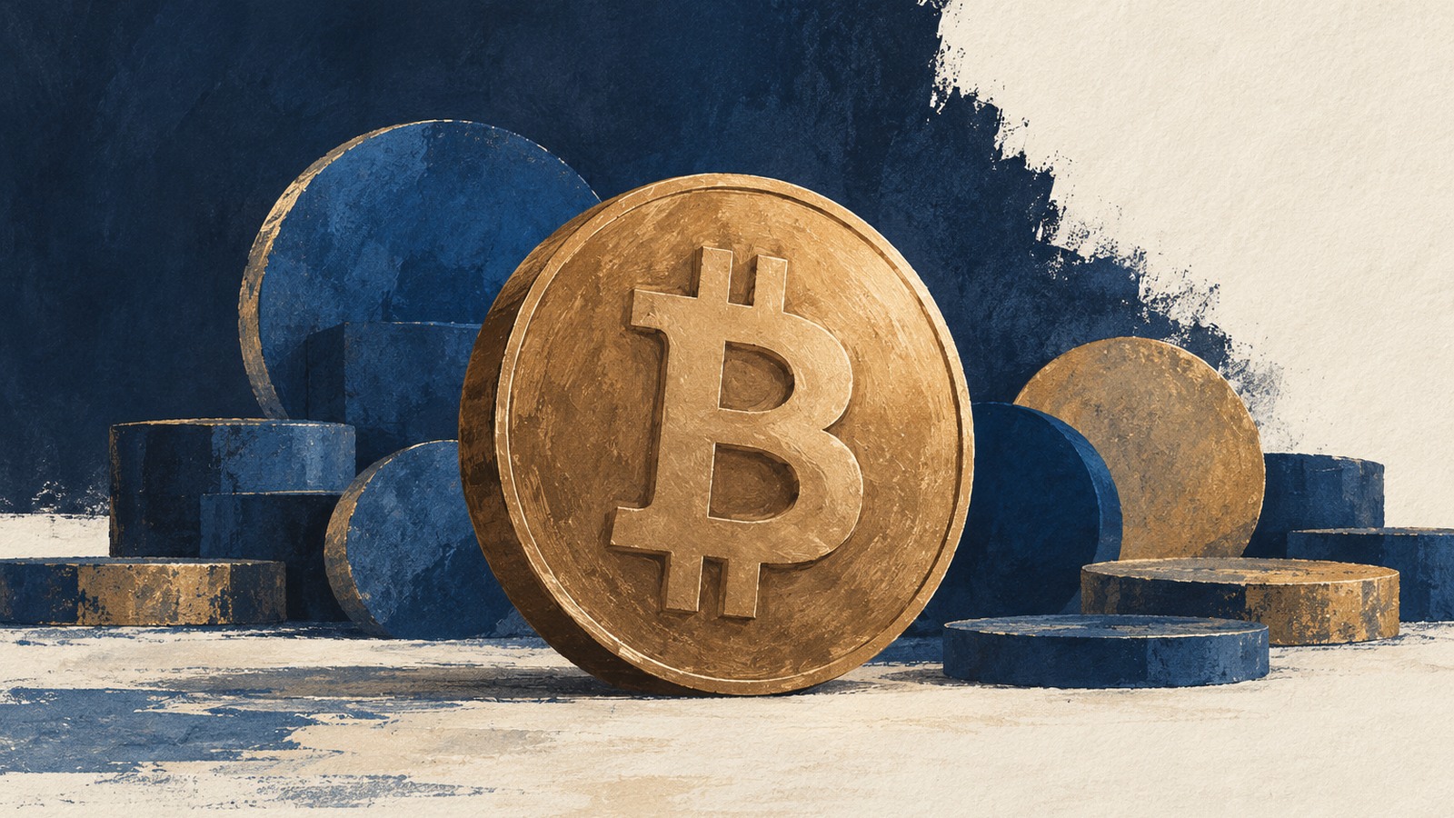 Ilustrație editorială originală despre Bitcoin sub 82.000 de dolari în relatările de joi; creșterea ponderii sale nu înseamnă că prețul urcă