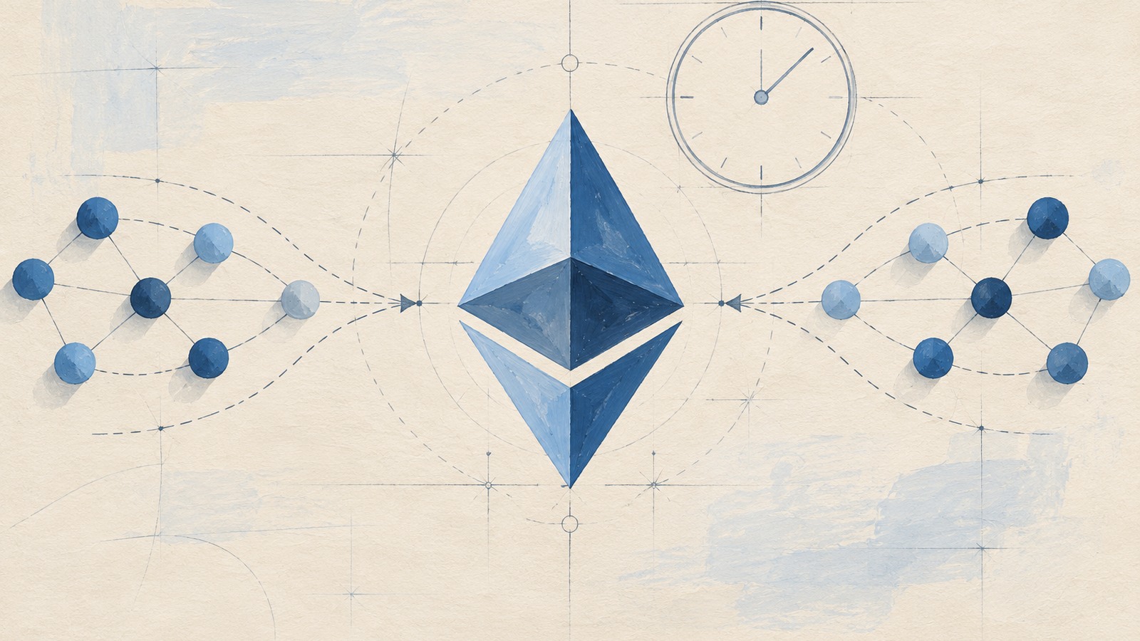 Ilustrație editorială originală despre Ethereum studiază finalizarea mai rapidă a tranzacțiilor; ținta de patru minute nu este o actualizare activată