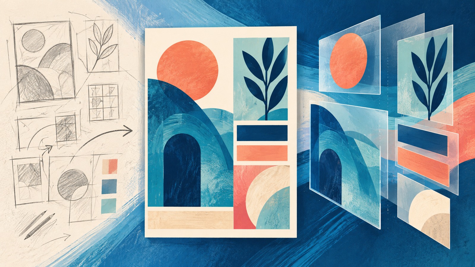 Ilustrație editorială originală despre Canva Craft intră în atelier: modelul AI care își face întâi planul de design