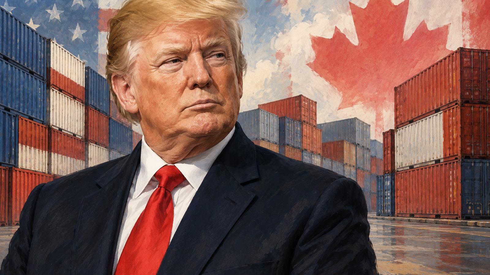 Ilustrație editorială originală despre Trump schimbă lista produselor canadiene taxate cu 50%. Nu dispar toate tarifele