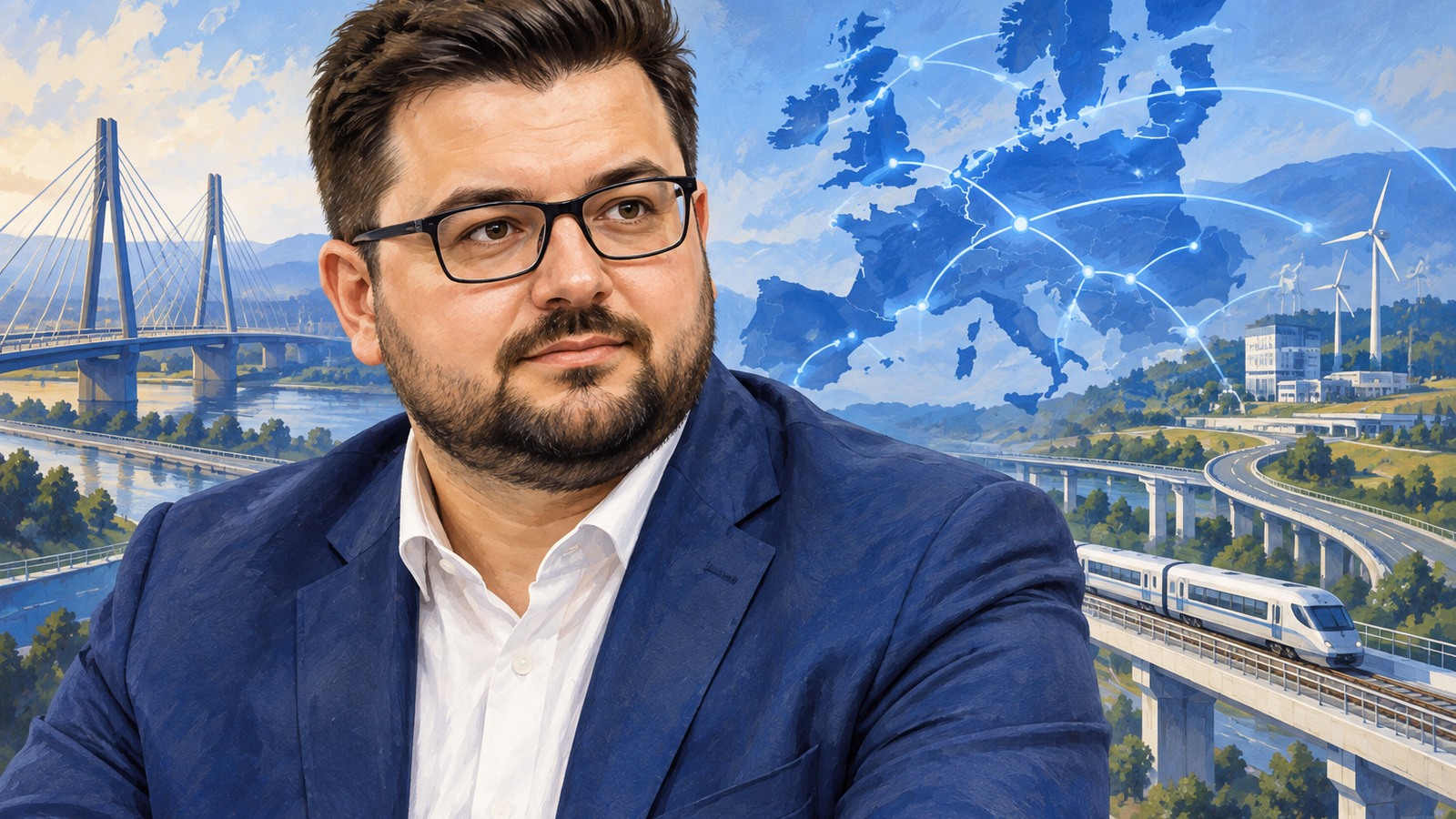 Ilustrație editorială originală despre Ghigiu, anunțat la Euro Industry Summit: fondurile pentru 2028–2034 sunt încă în negociere