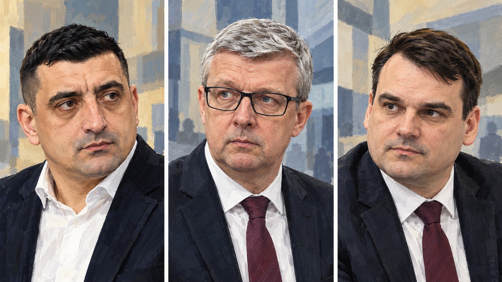 Ilustrație editorială originală despre Simion a participat la deschiderea conferinței de la Praga, alături de doi vicepremieri cehi