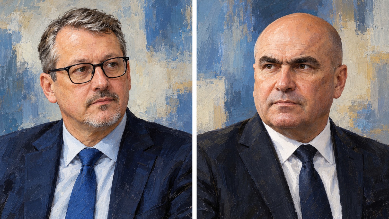Ilustrație editorială originală despre Predoiu cere diplomație pentru investiții și îi amintește lui Bolojan de „alte urgențe”