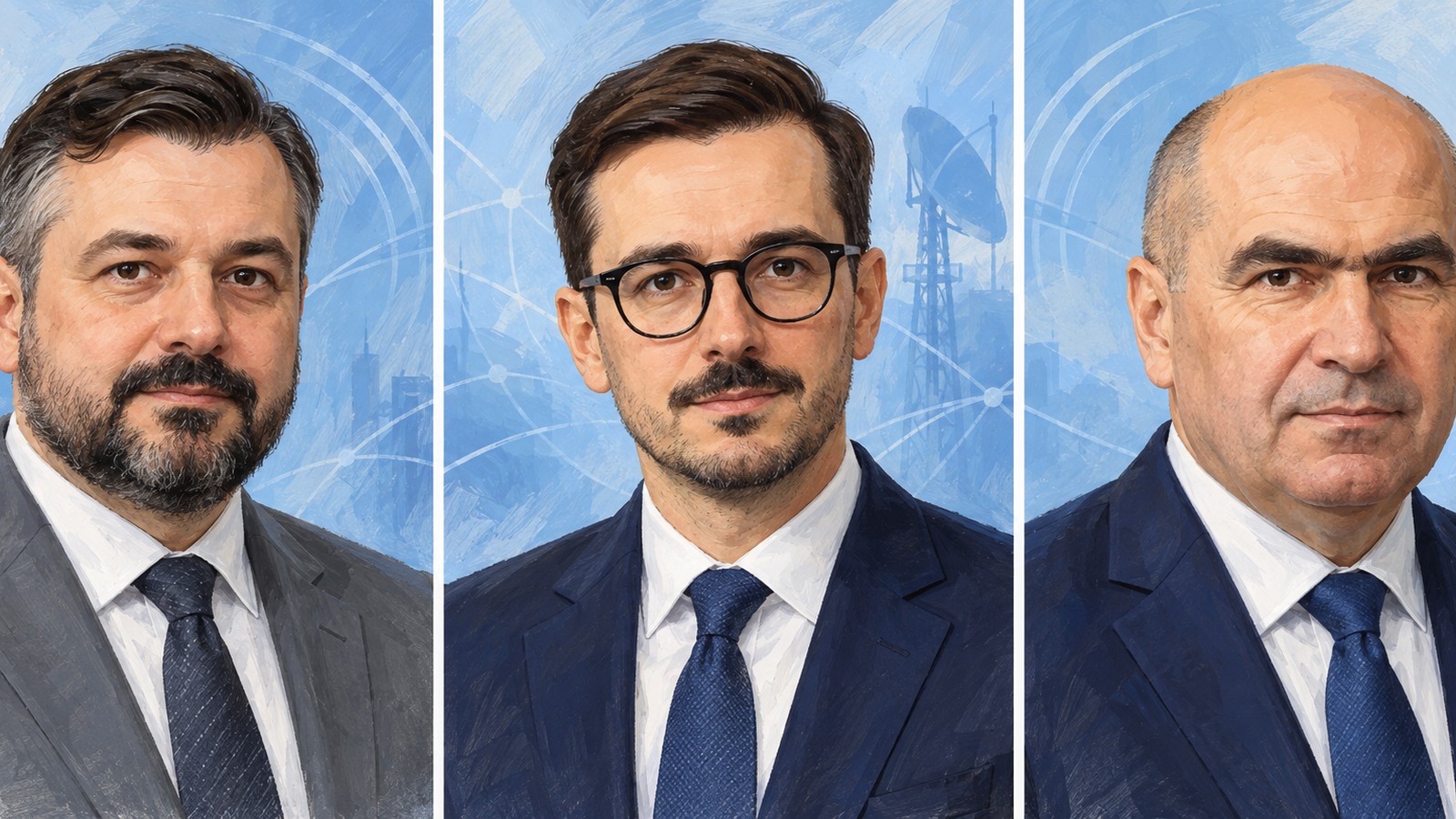 Ilustrație editorială: Vlad Bontea, Pavel Popescu și Ilie Bolojan în portrete separate