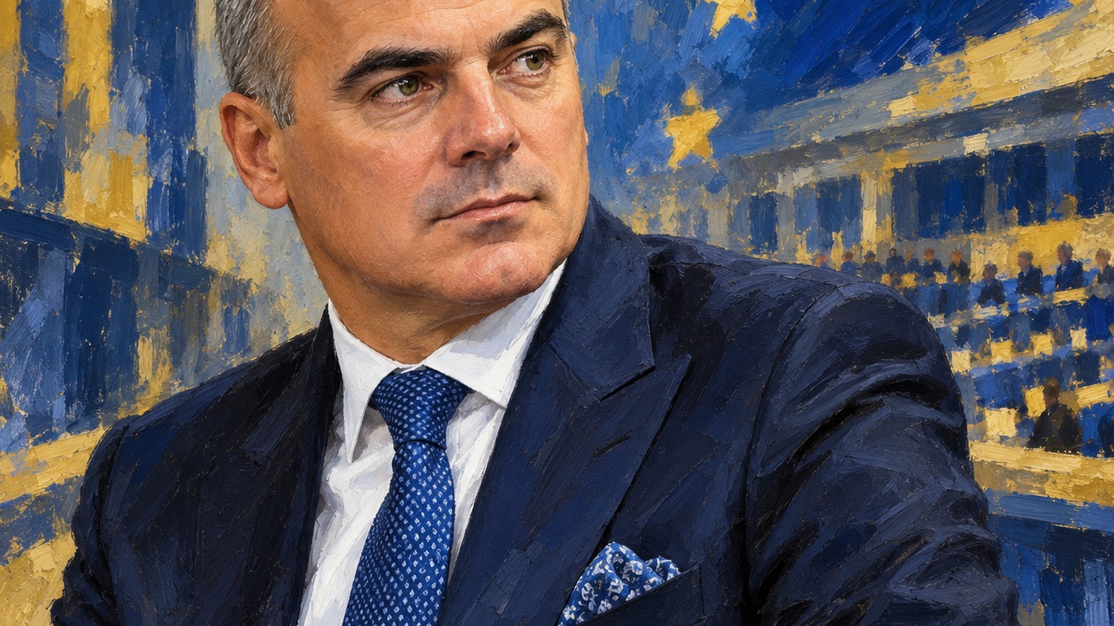 Ilustrație editorială originală despre Rareș Bogdan îl critică pe Bolojan și îi cere noului Guvern să pună investițiile înaintea austerității