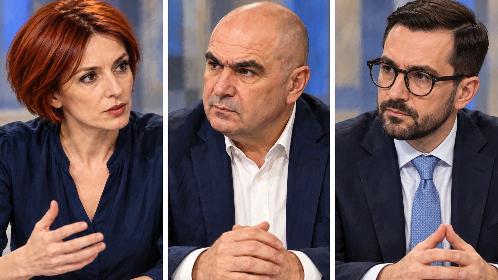 Ioana Dogioiu, Ilie Bolojan și Pavel Popescu în panouri editoriale separate