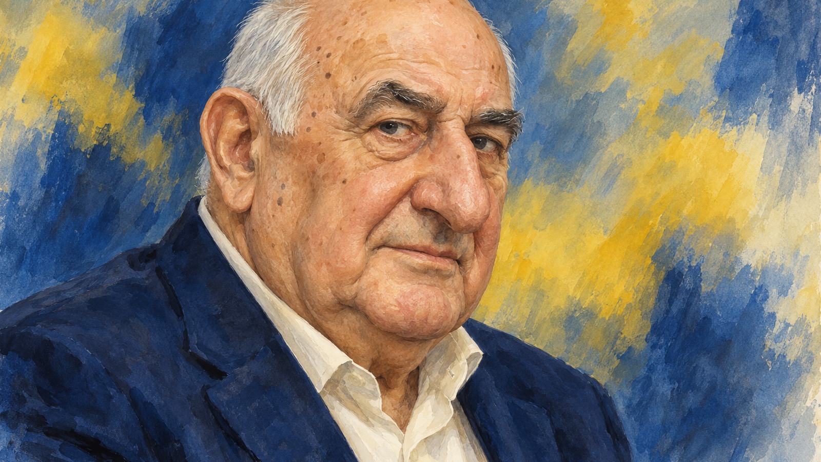 Ilustrație editorială originală despre Eugeniu Goicea, fost președinte al Petrolului Ploiești, a murit la 80 de ani