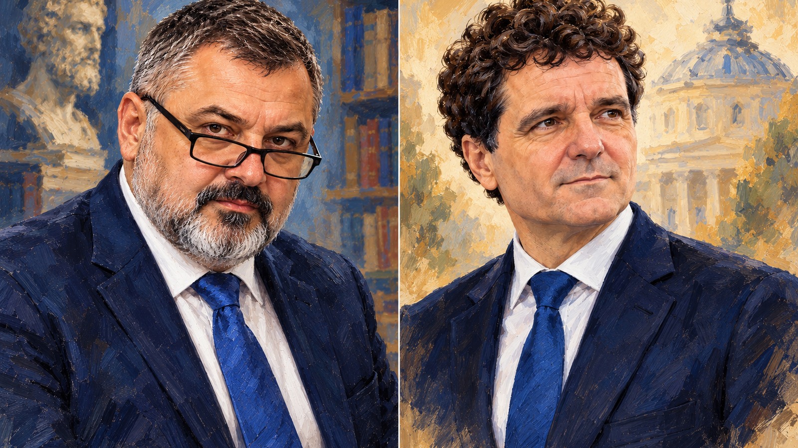 Ilustrație editorială originală despre Costreie, despre Nicușor Dan: uneori zăbovește prea mult înainte de a decide