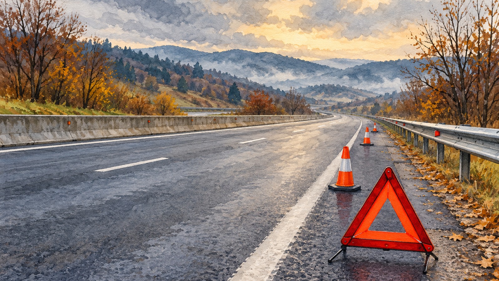 Ilustrație editorială originală despre Trei mașini implicate într-un accident pe A3, spre București. O persoană a fost evaluată medical