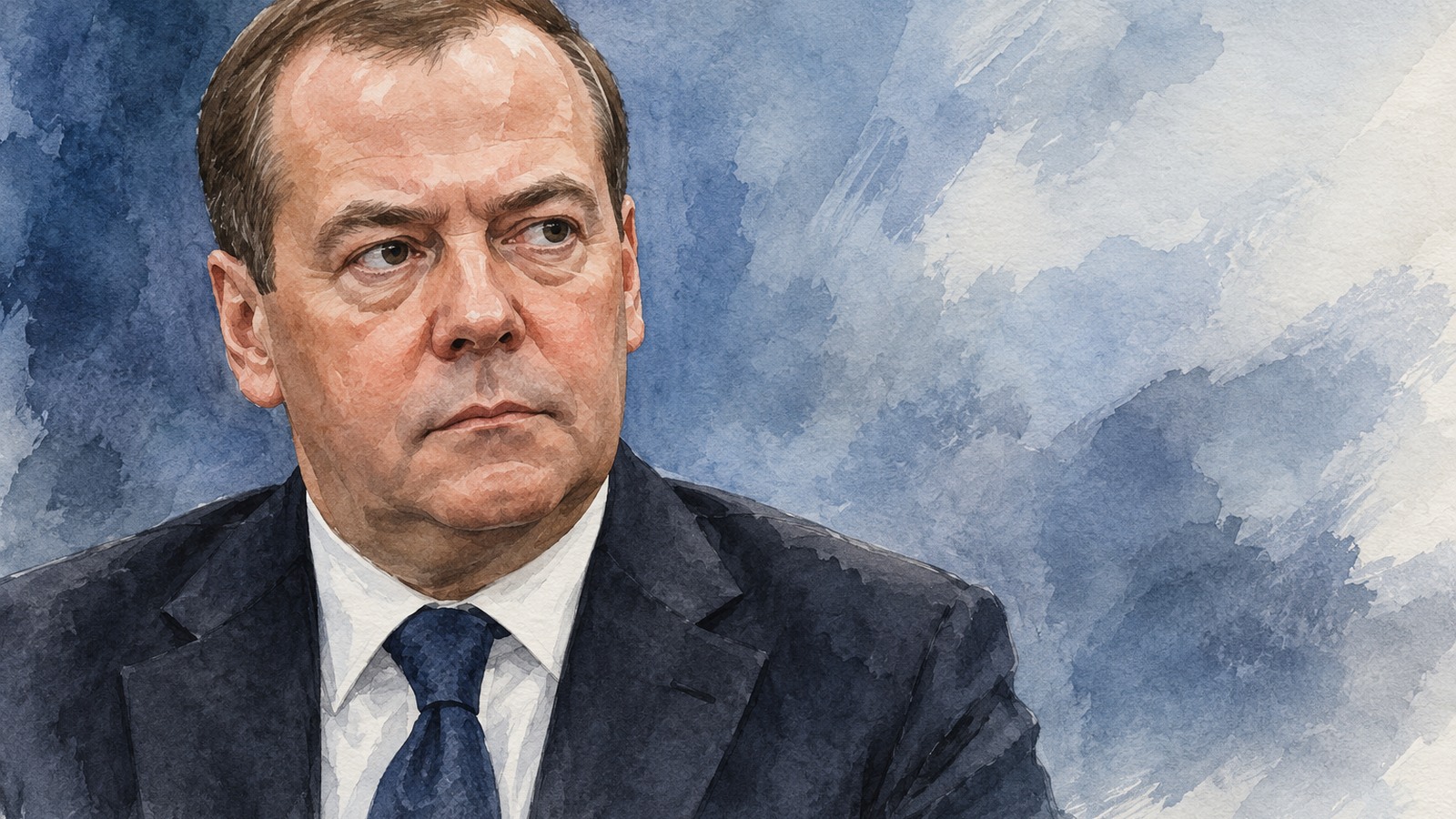 Ilustrație editorială originală despre Dmitri Medvedev îndeamnă SUA să-l ucidă pe Zelenski, potrivit relatării Digi24
