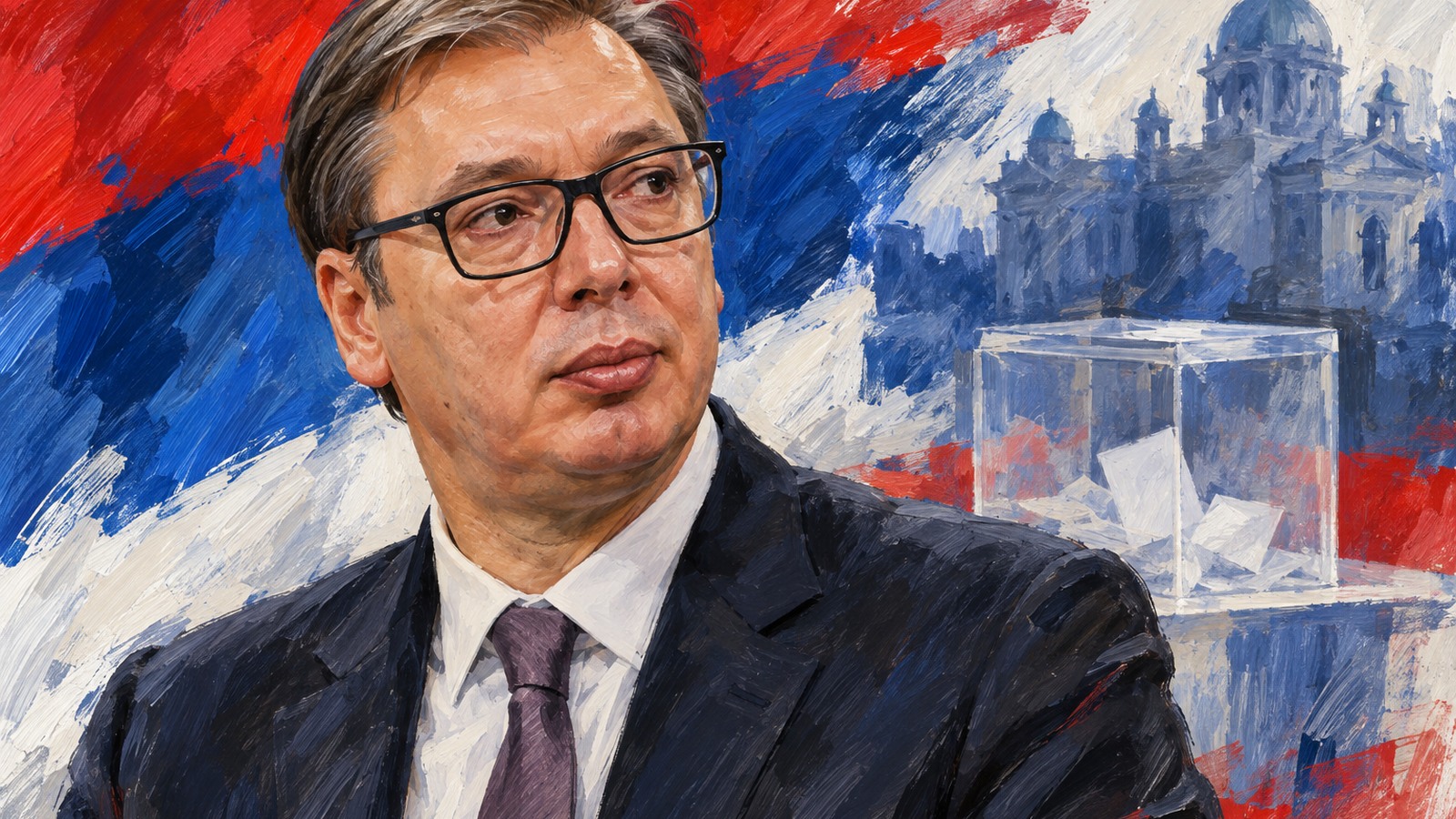 Ilustrație editorială originală despre Un suspect reținut după atacul asupra mamei lui Aleksandar Vučić, potrivit presei citate de Gândul