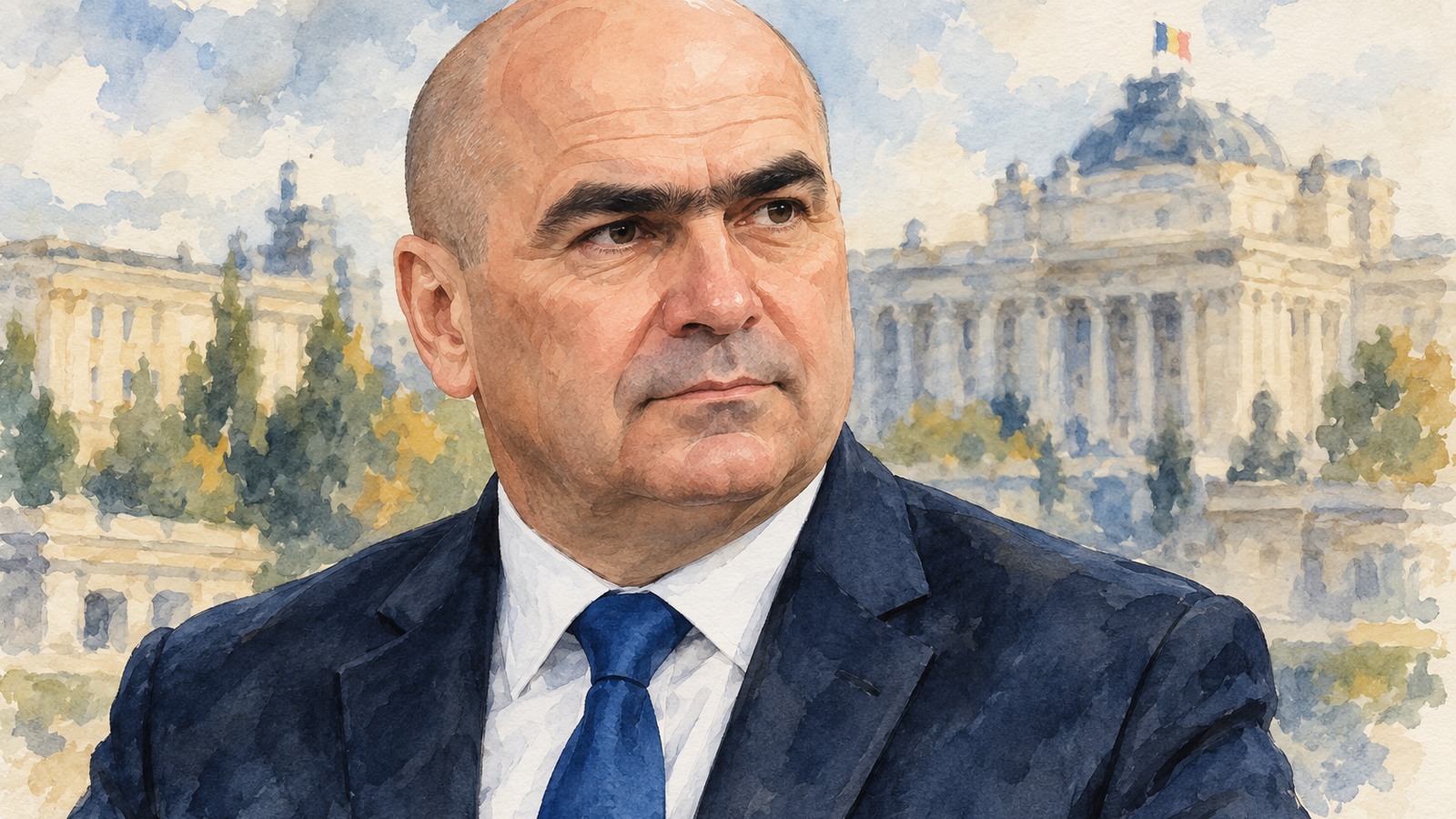 Ilustrație editorială originală despre Bolojan, întâmpinat cu fotografii și felicitări la ceremonia de Ziua Armatei din Oradea