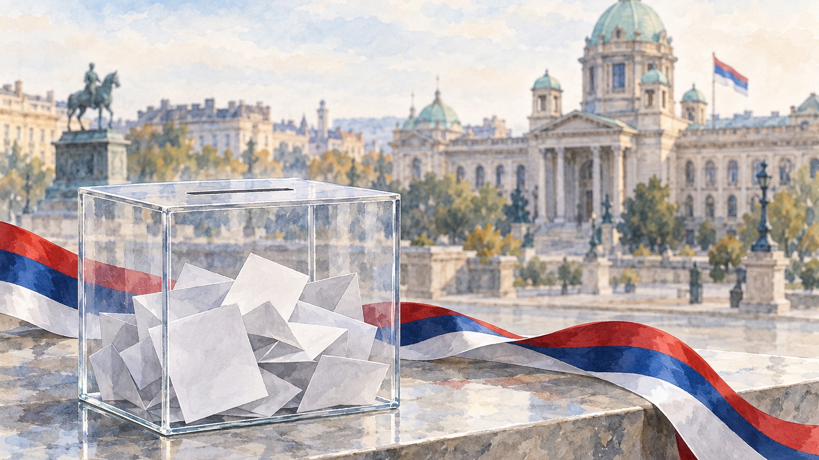 Ilustrație editorială originală despre Observatori electorali atacați în Serbia, potrivit presei locale. Poliție suplimentară la Belgrad