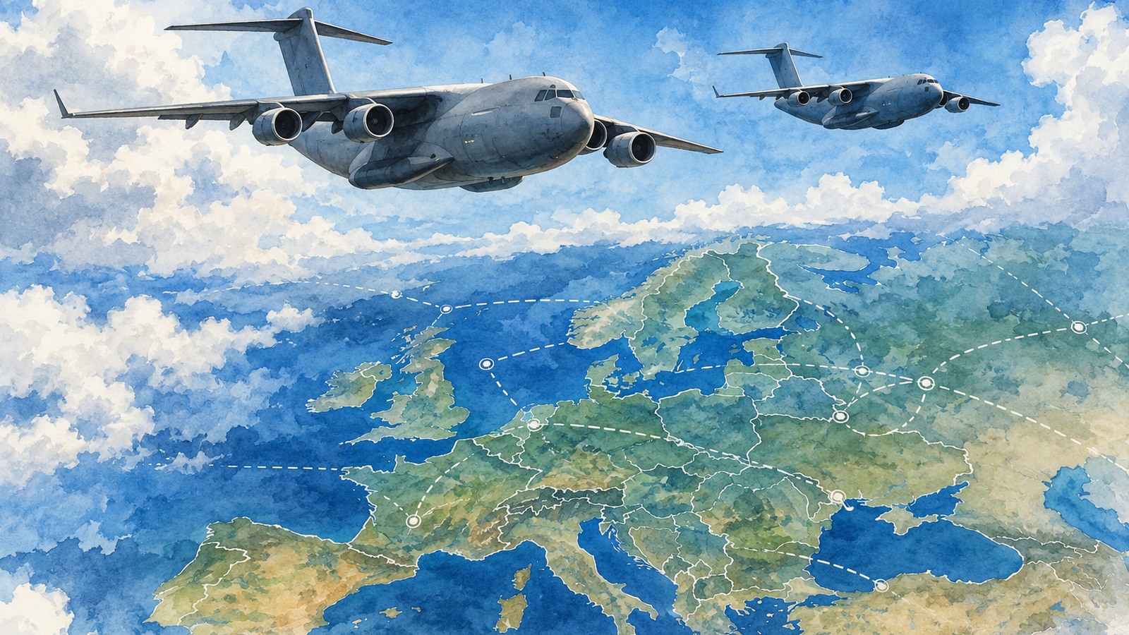 Ilustrație editorială originală despre Germania trimite ofițeri și sprijin aerian la exercițiul Coaliției de Voință din noiembrie